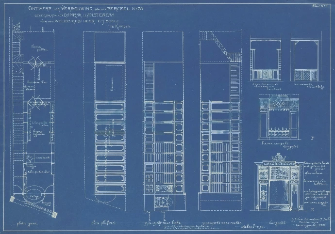 A blueprint of a building with a bunch of windows